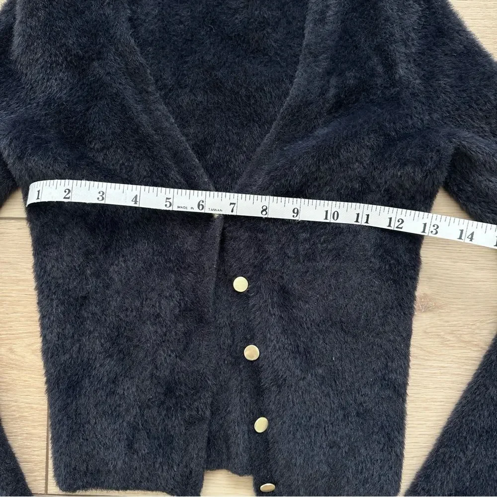 Abercrombie Black Fuzzy Cropped Cardigan XS